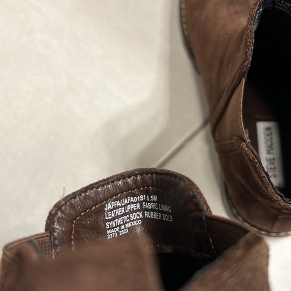 Like New-Steve Madden Chocolate Leather Suede Boots size 8 - Picture 4 of 5